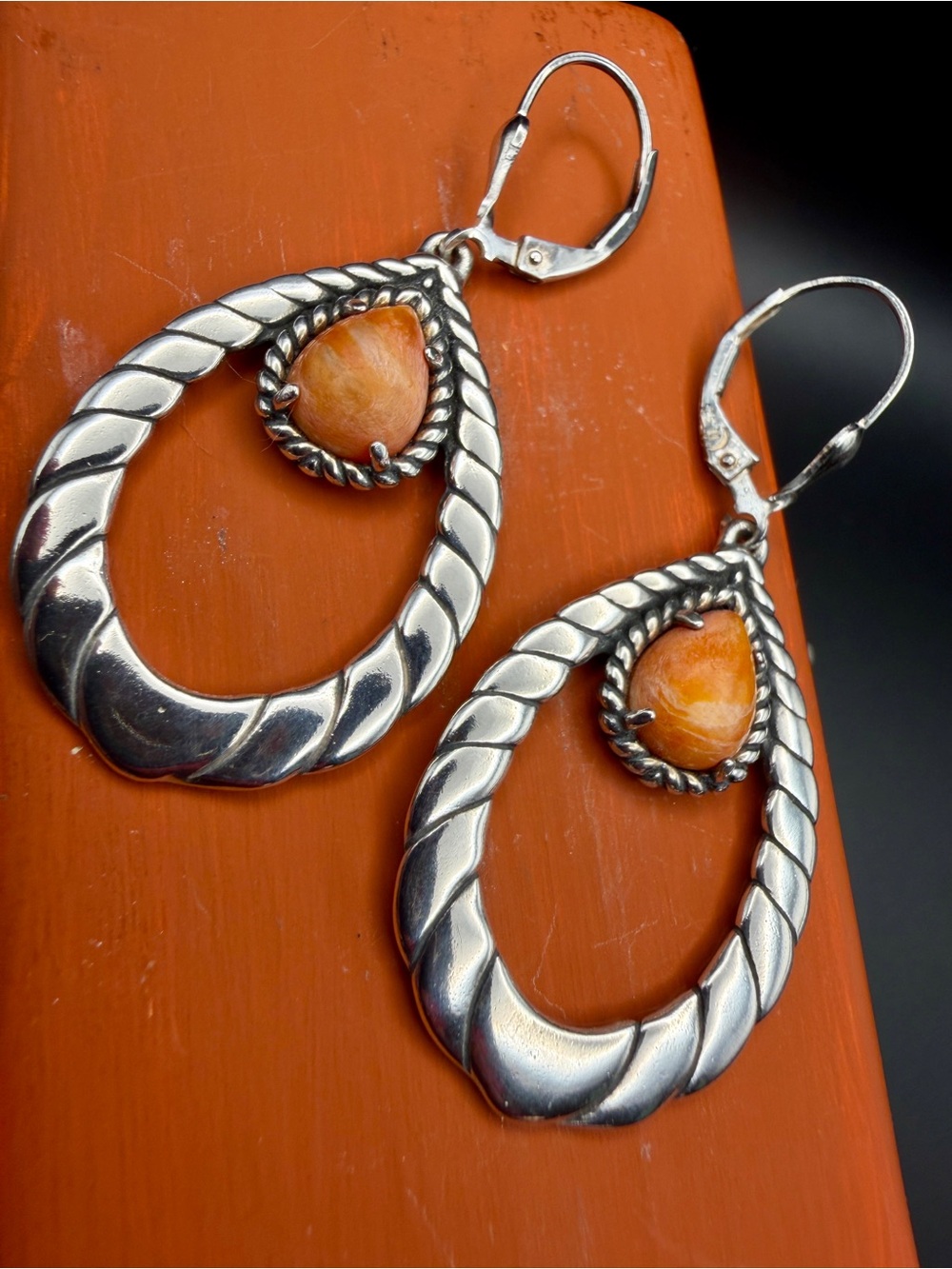 Carolyn Pollack Relios Southwestern Spiny Oyster Sterling Silver Dangle Earrings